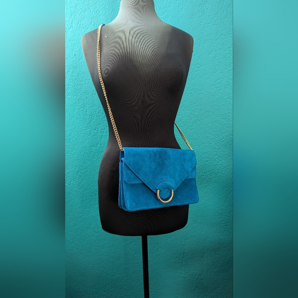 Banana Republic Elegant Blue Suede Crossbody Bag